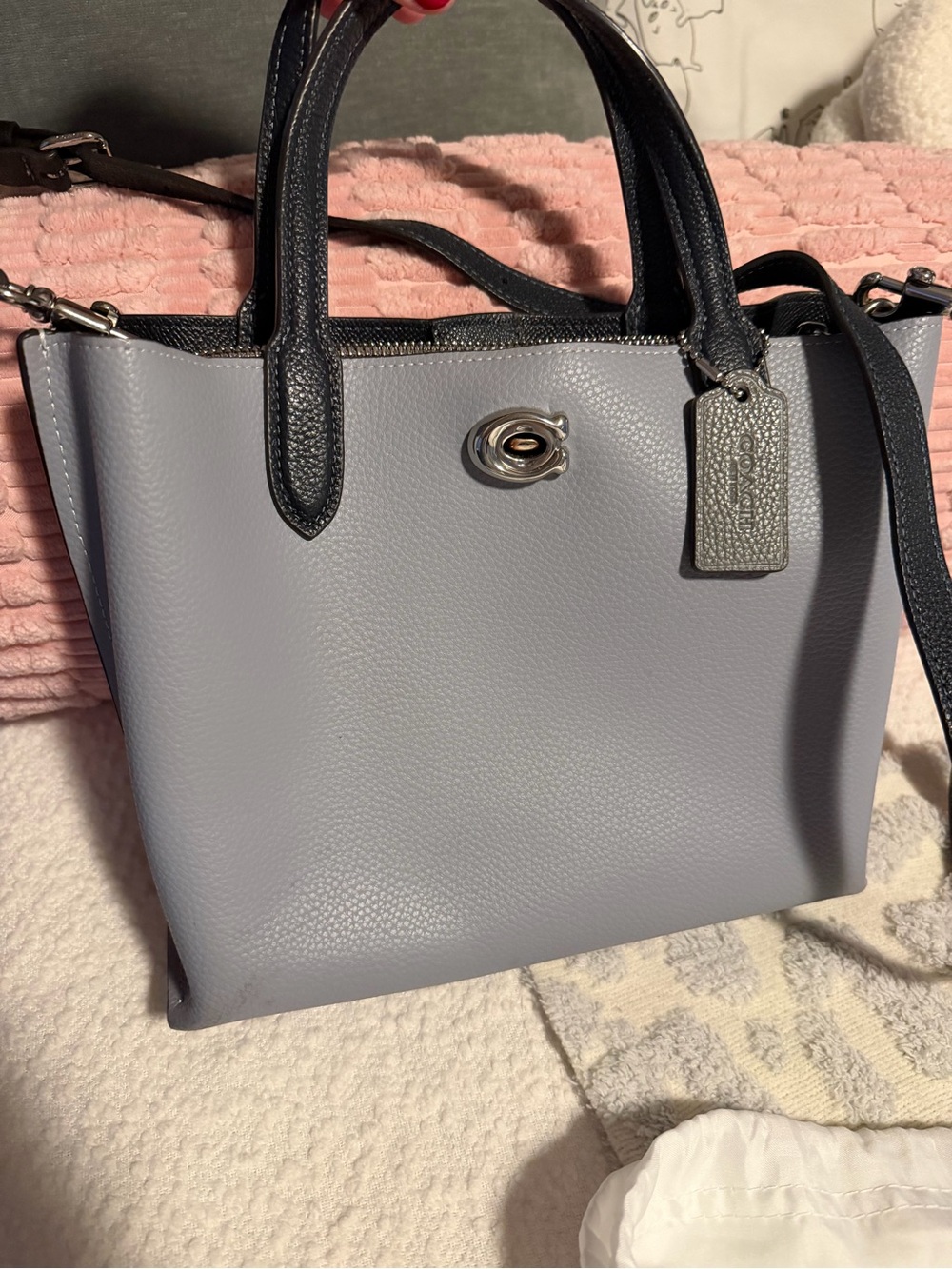 Coach Two-Tone Pebbled Leather Tote in blue
